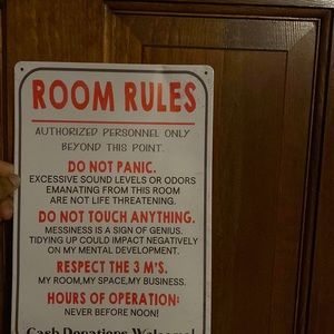 Room rules poster